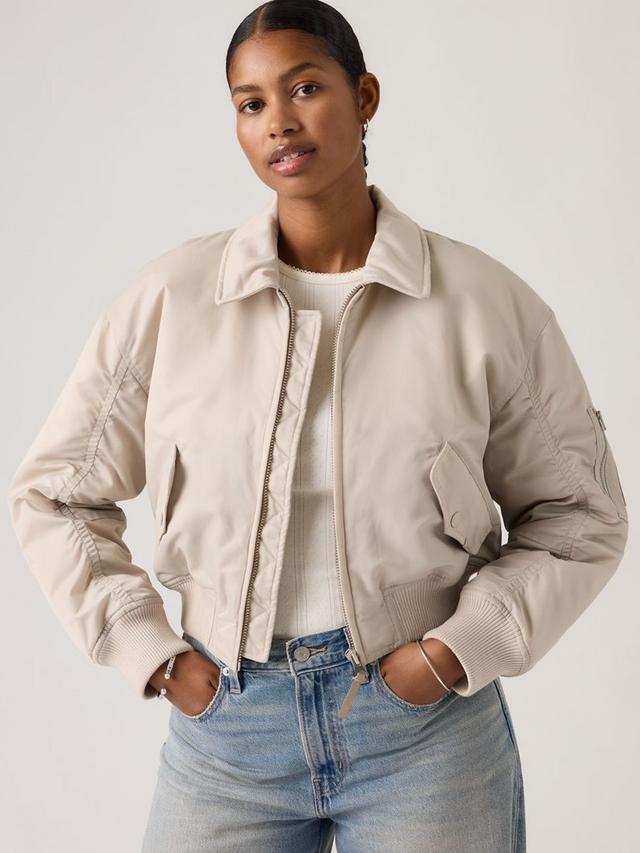Levi's Bowie Women's Cropped Collared Bomber Jacket - Chateau Gray - Large