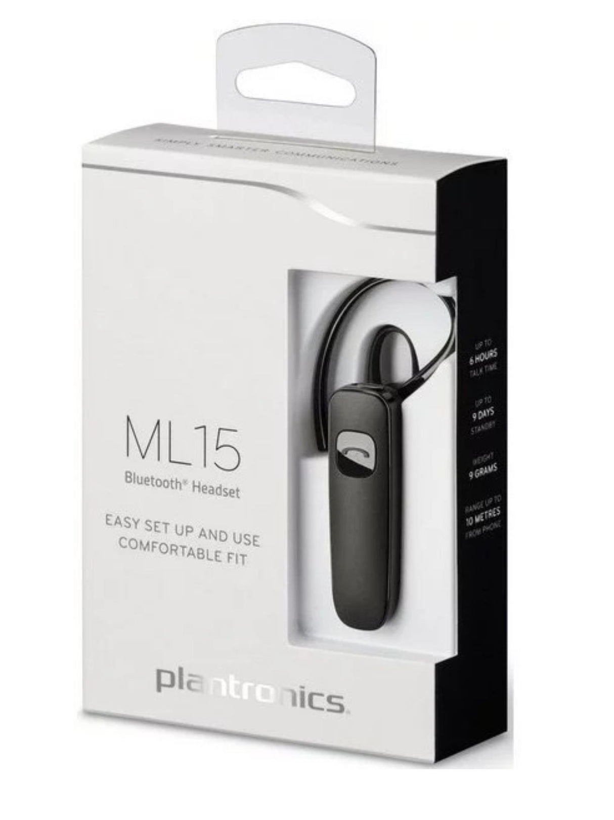 Plantronics ML15 Bluetooth Mono Headset Hands-Free Calls Built-in Mic Black