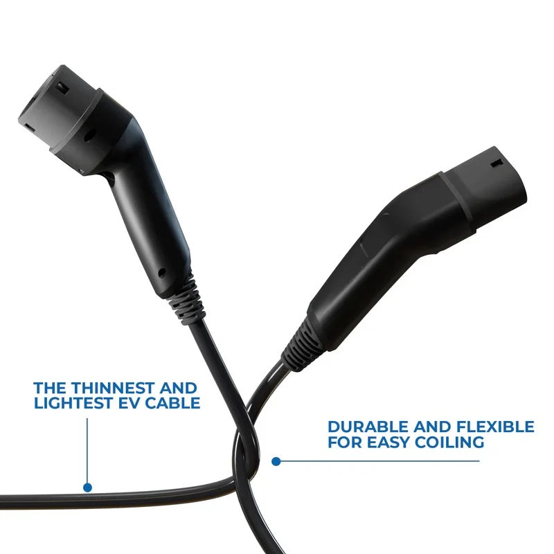 Wottz 3 Phase Type 2 to Type 2 32A / 22kW 5m Electric Vehicle Cable - Black
