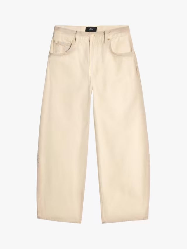7 For All Mankind Bonnie Curvilinear Wide-Leg Jeans - Sand Beach - Size 28