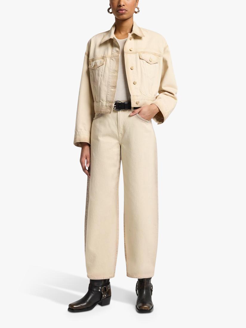 7 For All Mankind Bonnie Curvilinear Mid Rise Wide Jeans - Sand Beach - 29