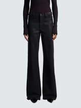7 For All Mankind Women's Lotta Coated Flared Black Jeans - Size 30/UK 12-14