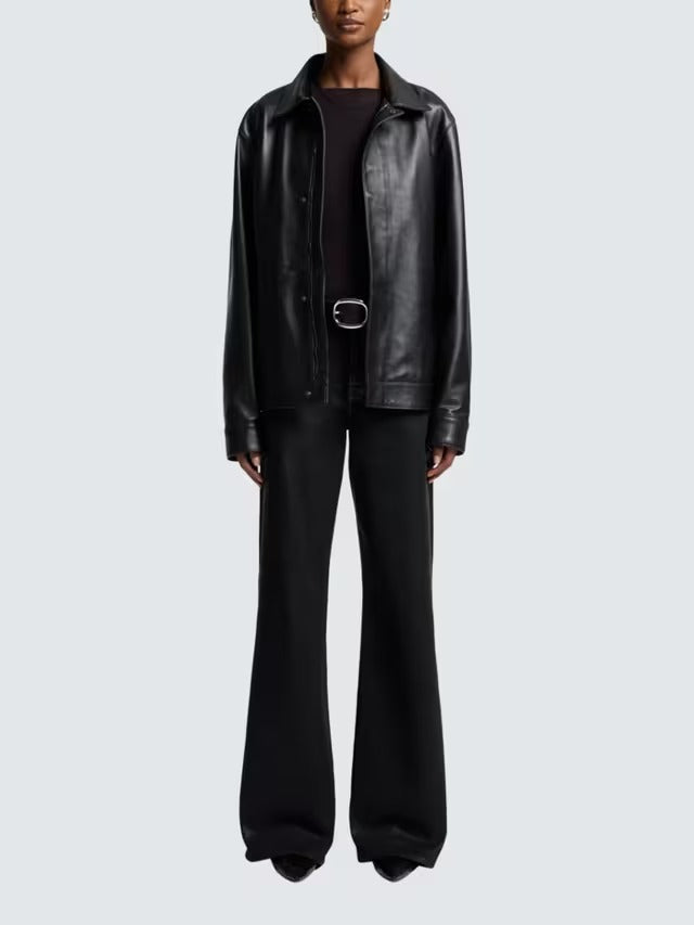 7 For All Mankind Women's Lotta Coated Flared Black Jeans - Size 30/UK 12-14