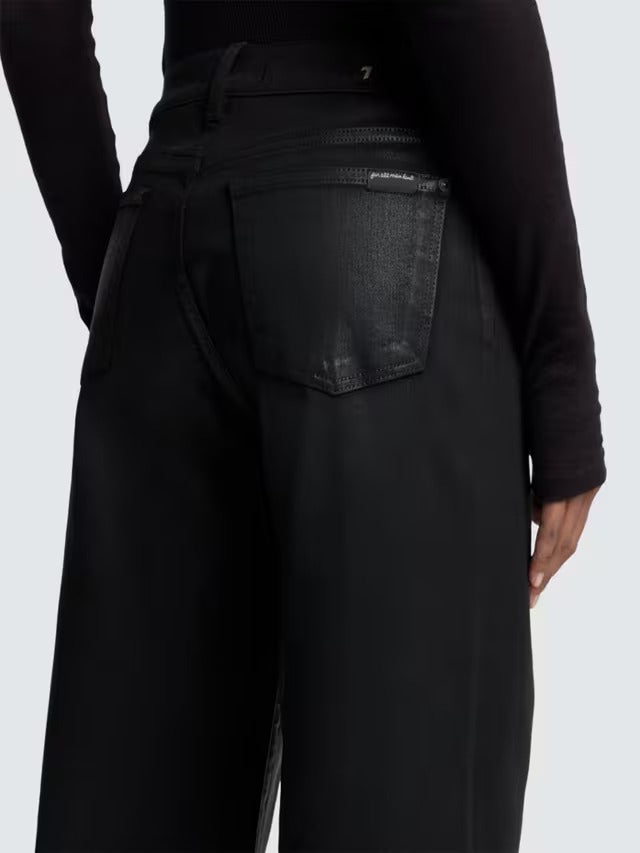 7 For All Mankind Women's Lotta Coated Flared Black Jeans - Size 30/UK 12-14