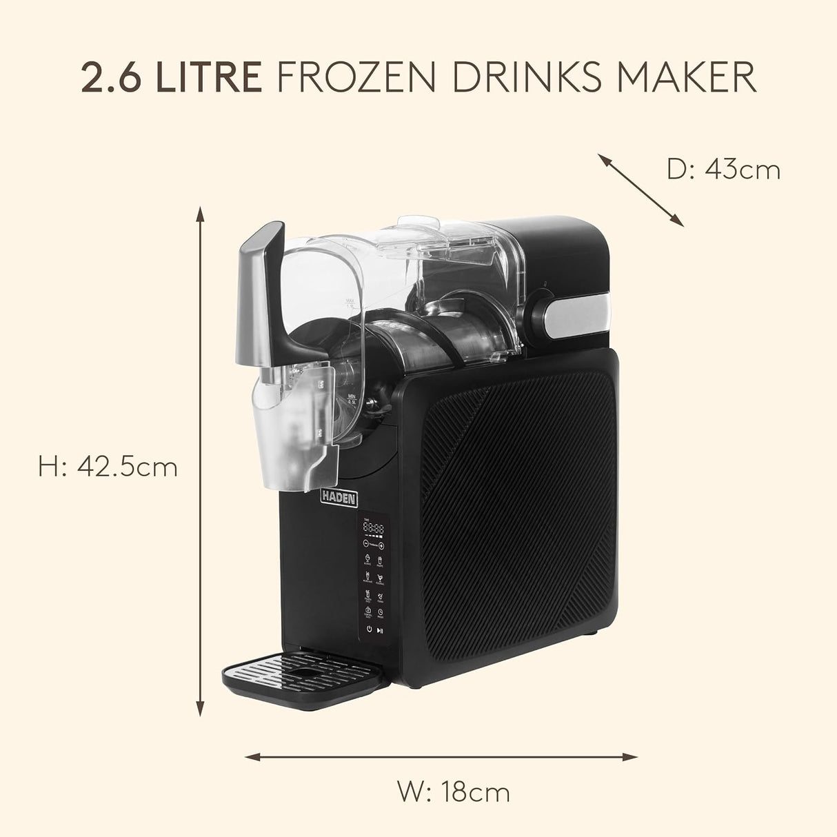 Haden 214829 Frozen Drinks Maker 1.9L Countertop Slush Machine - Black