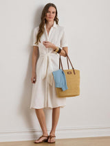 Lauren Ralph Lauren Wakana Linen Short Sleeve Midi Shirt Dress UK 14 - White