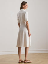 Lauren Ralph Lauren Wakana Linen Short Sleeve Midi Shirt Dress UK 14 - White