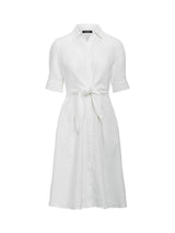 Lauren Ralph Lauren Wakana Linen Short Sleeve Midi Shirt Dress UK 14 - White