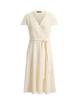 Ralph Lauren Women's Plain Belted Surplice Wrap Dress - Cream - Size 8