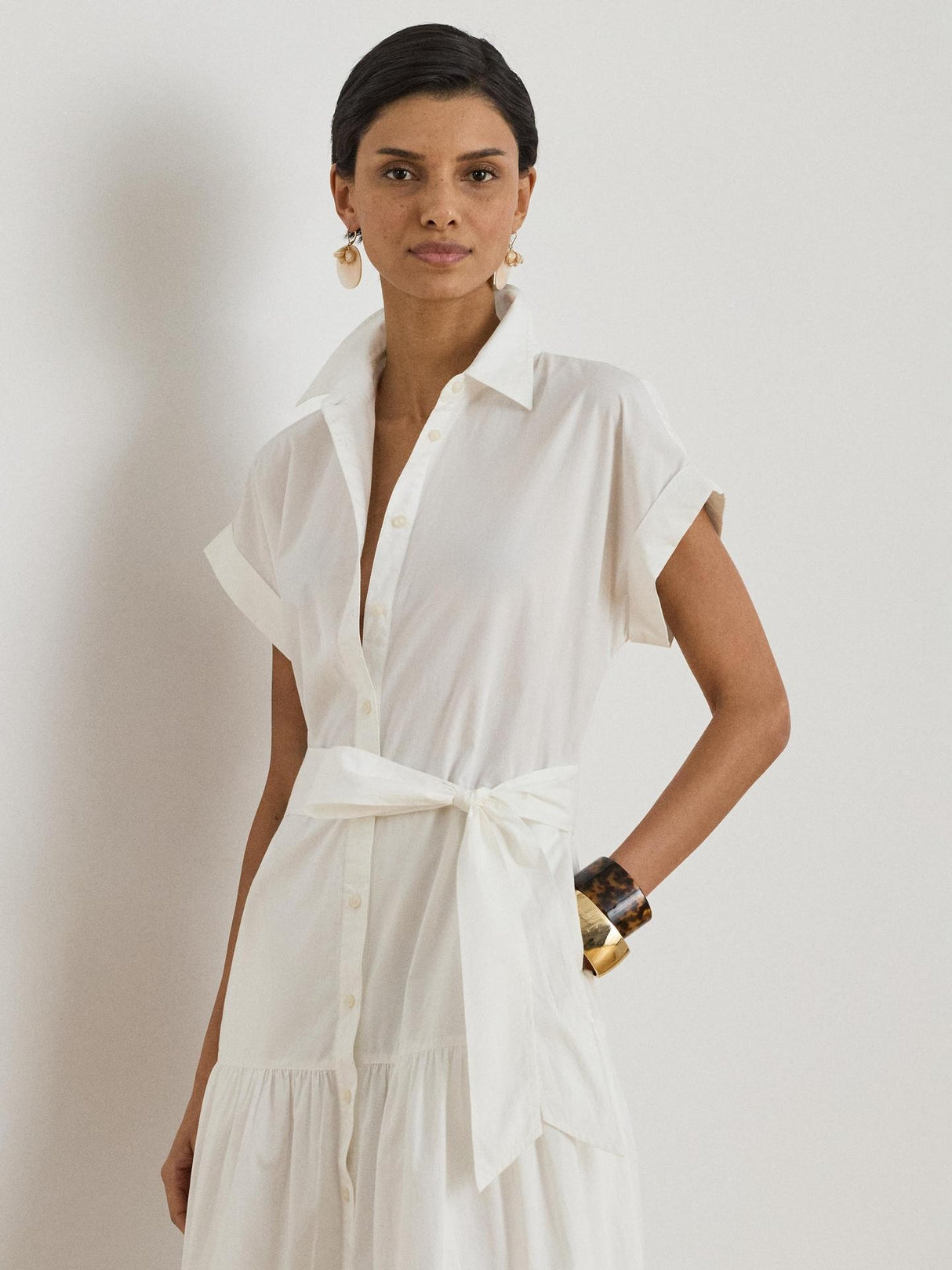 Ralph Lauren Ralila Embroidered Short Sleeve Shirt Dress - White - UK 6