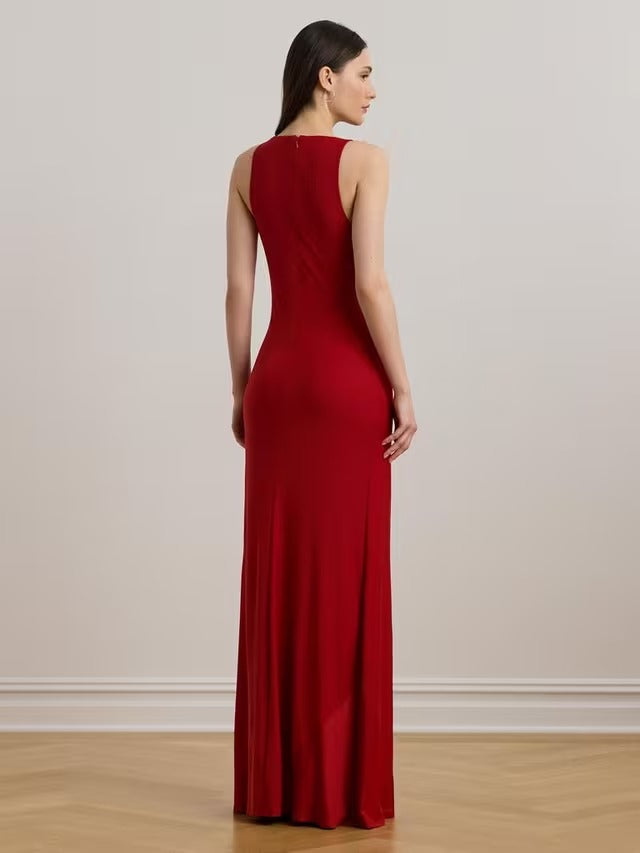 Ralph Lauren Elkanah Clasp Detail Womens Sleeveless Maxi Dress Red - UK 14