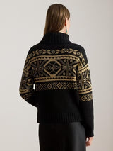 Ralph Lauren Women's Beilmey Fair Isle Wool Rich Jumper Black/Gold - Medium