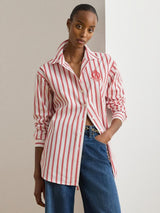 Ralph Lauren Women's Striped Cotton Relaxed Fit Shirt Small Size - Red/White