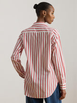 Ralph Lauren Women's Striped Cotton Relaxed Fit Shirt Small Size - Red/White