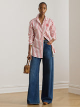 Ralph Lauren Women's Striped Cotton Relaxed Fit Shirt Small Size - Red/White