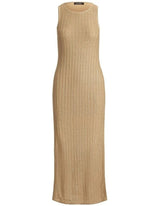 Ralph Lauren Naylin Shimmer Pointelle Knit Linen Rich Dress - Sand - Large