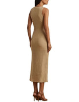 Ralph Lauren Naylin Shimmer Pointelle Knit Linen Rich Dress - Sand - Large