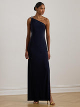 Ralph Lauren Belina One Shoulder Sleeveless Ball Gown Maxi Dress - Navy - 10