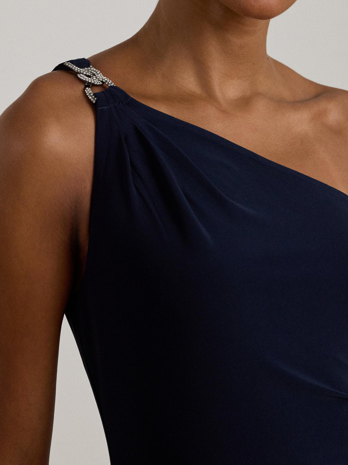 Ralph Lauren Belina One Shoulder Sleeveless Ball Gown Maxi Dress - Navy - 10