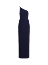 Ralph Lauren Belina One Shoulder Slim Ball Gown Maxi Dress - Navy - UK 16