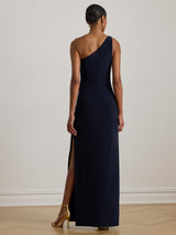 Ralph Lauren Belina One Shoulder Slim Plain Maxi Dress Lighthouse Navy UK 12