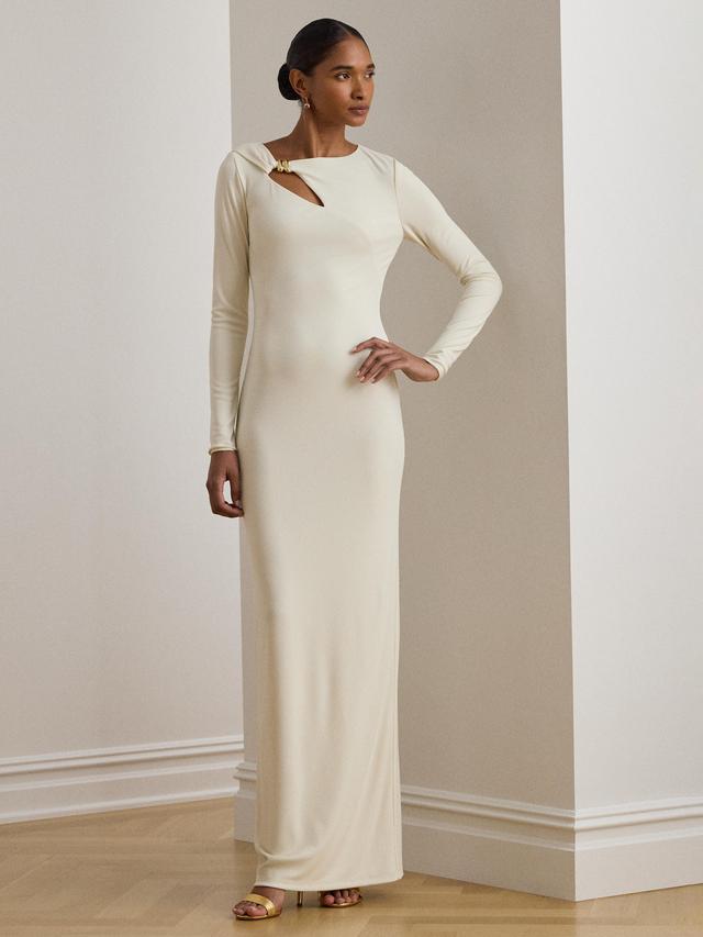 Ralph Lauren Burlince Cut Out Jersey Maxi Dress - Mascarpone Cream - Size 18