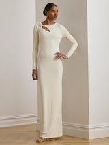 Ralph Lauren Burlince Cut Out Jersey Maxi Dress - Mascarpone Cream - Size 18