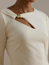 Ralph Lauren Burlince Cut Out Jersey Maxi Dress - Mascarpone Cream - Size 18