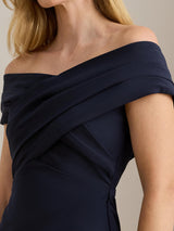 Ralph Lauren Women's Irene Crepe Off Shoulder Dress - Lighthouse Navy Size 8