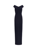 Ralph Lauren Irene Crepe Off Shoulder Maxi Dress Ball Gown - Navy - UK 14