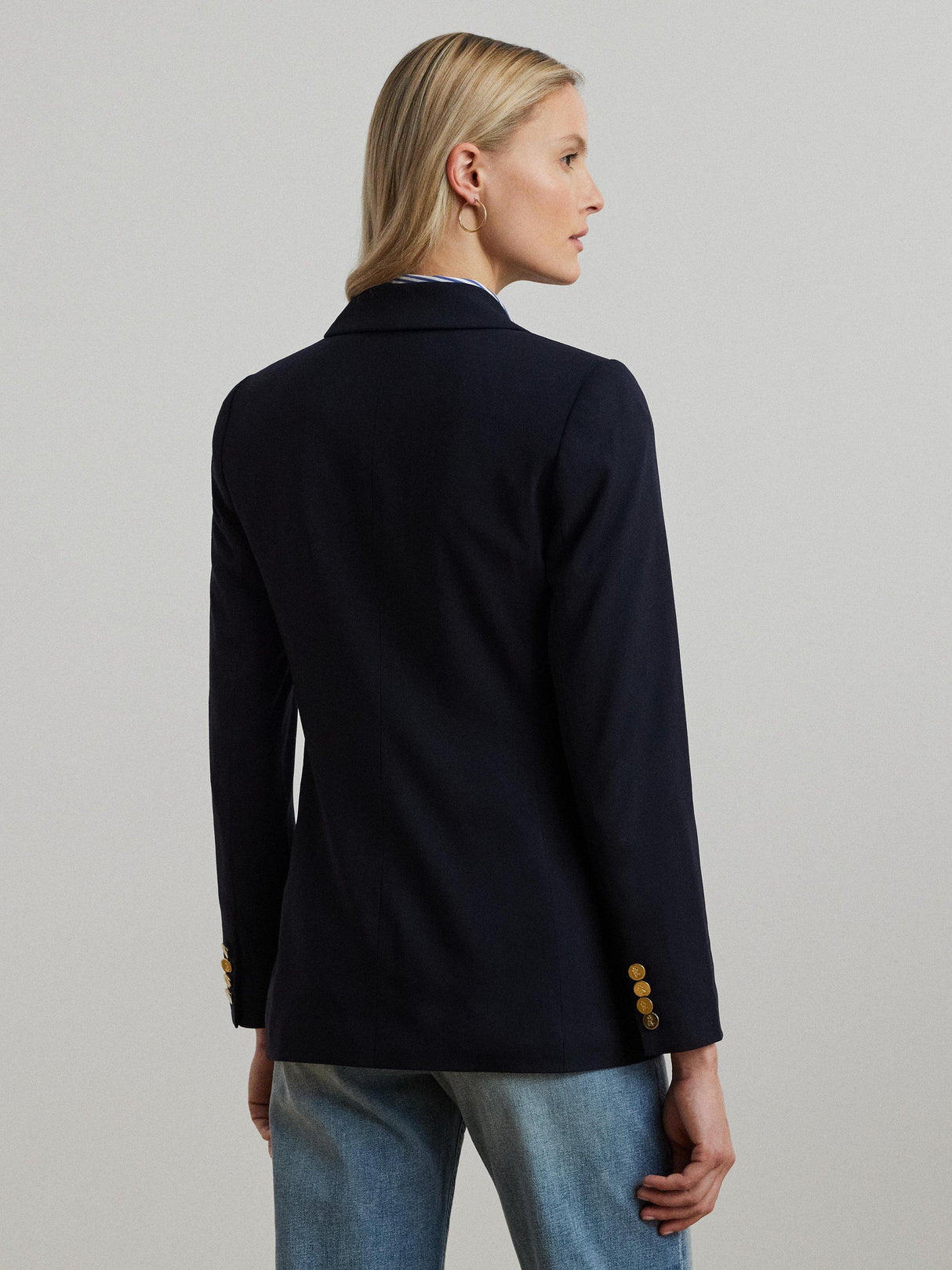 Ralph Lauren Ryen Women's Wool Blend Double Breasted Blazer Navy - Size 6UK