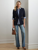 Ralph Lauren Ryen Women's Wool Blend Double Breasted Blazer Navy - Size 6UK