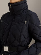 Ralph Lauren Women's Faux Fur Trim Diamond Quilted Down Coat - Navy - M