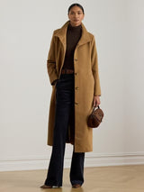 Ralph Lauren Women's Wool Rich Funnel Neck Plain Coat Jacket Camel - Size 18
