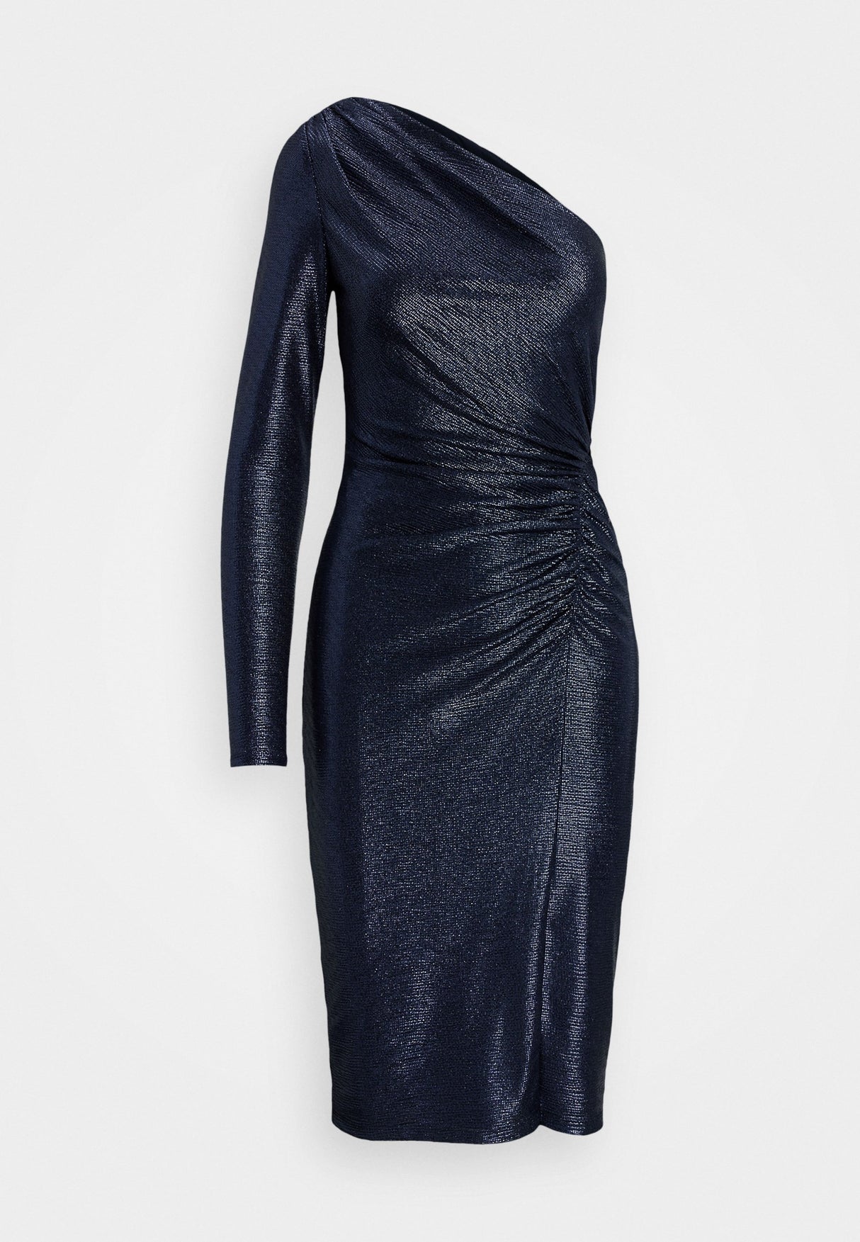 Ralph Lauren Mufray Metallic Ruched One Shoulder Cocktail Dress UK 8 - Navy