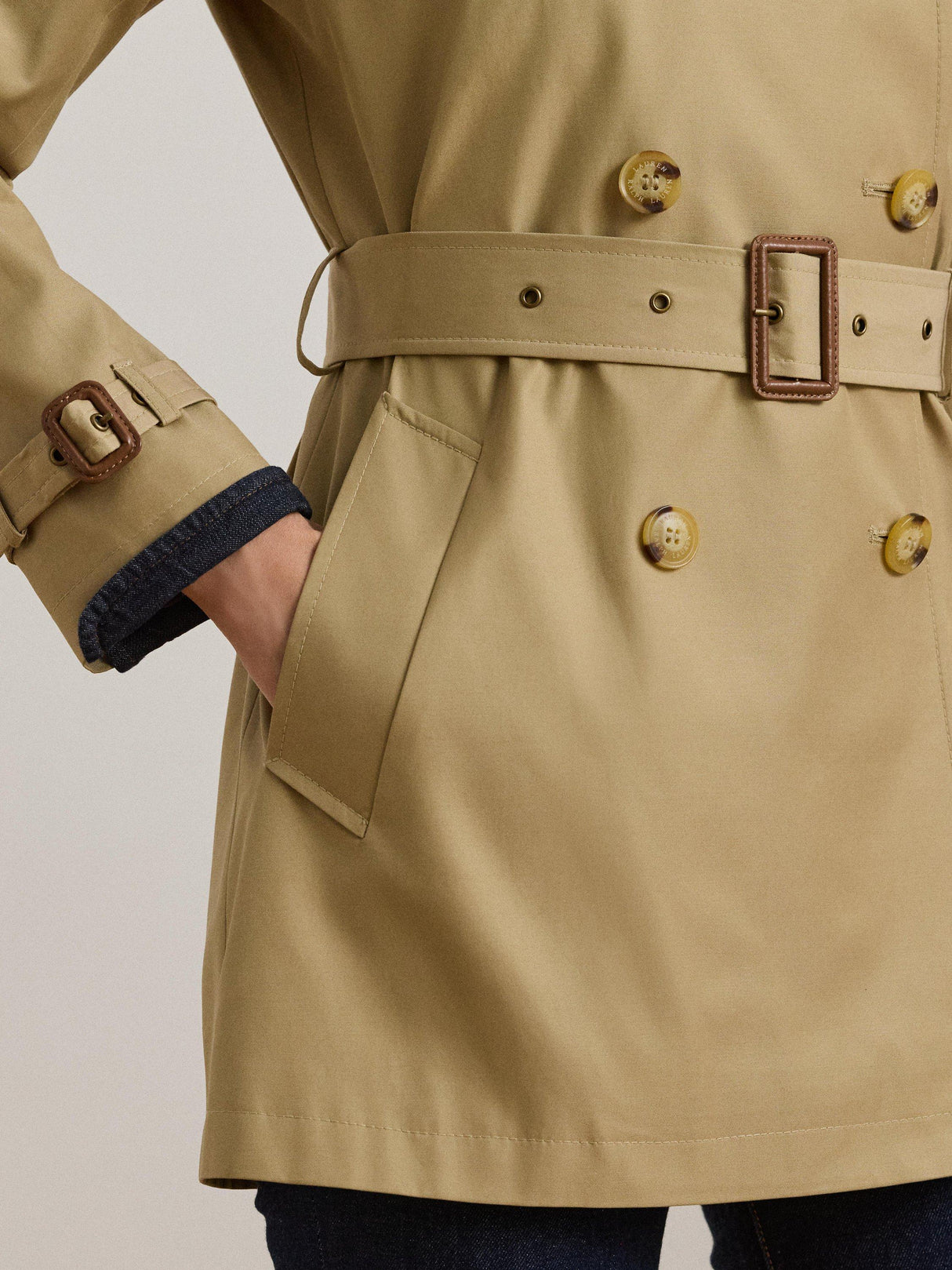 Ralph Lauren Double Breasted Regular Lined Plain Trench Coat - Brown Size XS