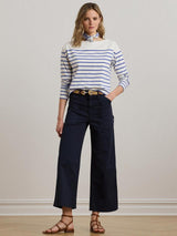 Ralph Lauren Yurshane Stretch Wide Leg Mid Rise Cropped Chinos - Navy UK 12