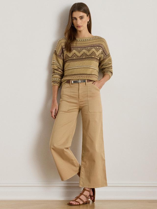 NEW Ralph Lauren Yurshane Women's Stretch Wide Leg Cropped Chinos - Tan UK 12