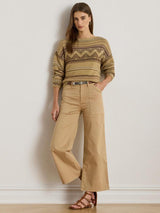 NEW Ralph Lauren Yurshane Women's Stretch Wide Leg Cropped Chinos - Tan UK 12