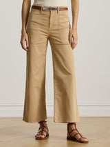 NEW Ralph Lauren Yurshane Women's Stretch Wide Leg Cropped Chinos - Tan UK 12