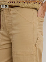 NEW Ralph Lauren Yurshane Women's Stretch Wide Leg Cropped Chinos - Tan UK 12