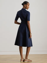 Lauren Ralph Lauren Cotton Blend Belted Shirt Midi Dress UK 14 - Lauren Navy