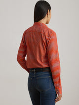 Ralph Lauren Jamelko Classic Fit Stripe Broadcloth Shirt - Orange/Blue - XS