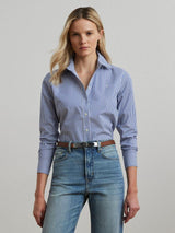 Ralph Lauren Jamelko Women's Stripe Easy Care Shirt - Blue/White - Medium