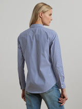 Ralph Lauren Jamelko Women's Stripe Easy Care Shirt - Blue/White - Medium