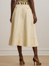 Ralph Lauren Womens Gilchrist Button A-Line Midi Skirt - Ivory Beige - UK 16