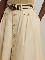 Ralph Lauren Womens Gilchrist Button A-Line Midi Skirt - Ivory Beige - UK 16