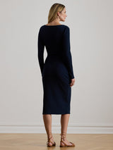 Ralph Lauren Grivalle Trim Plain Scoop Neck Maxi Dress - Lauren Navy - Large