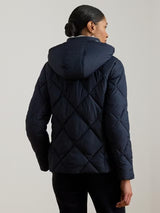 Ralph Lauren Women's Faux Leather Trim Diamond Quilted Jacket - Navy - Large
