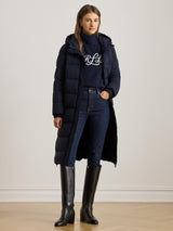 Ralph Lauren Women's Hooded Knee Length Channel Quilted Coat - Navy - S